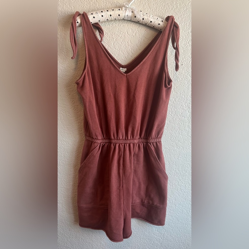 Aerie Romper with V-Neck and Elastic Waist